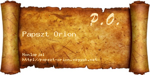 Papszt Orion névjegykártya